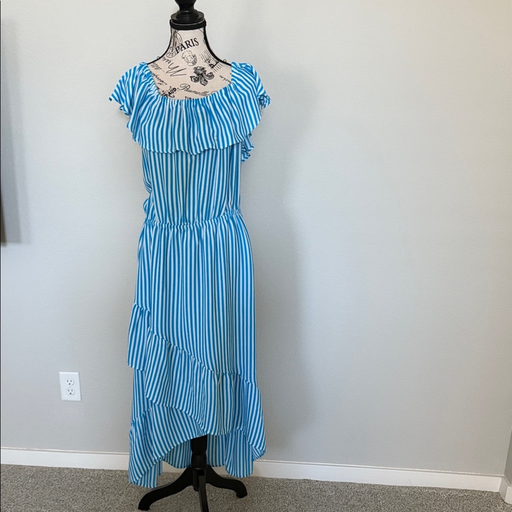 Tommy Bahama Blue and White Striped Midi Dress